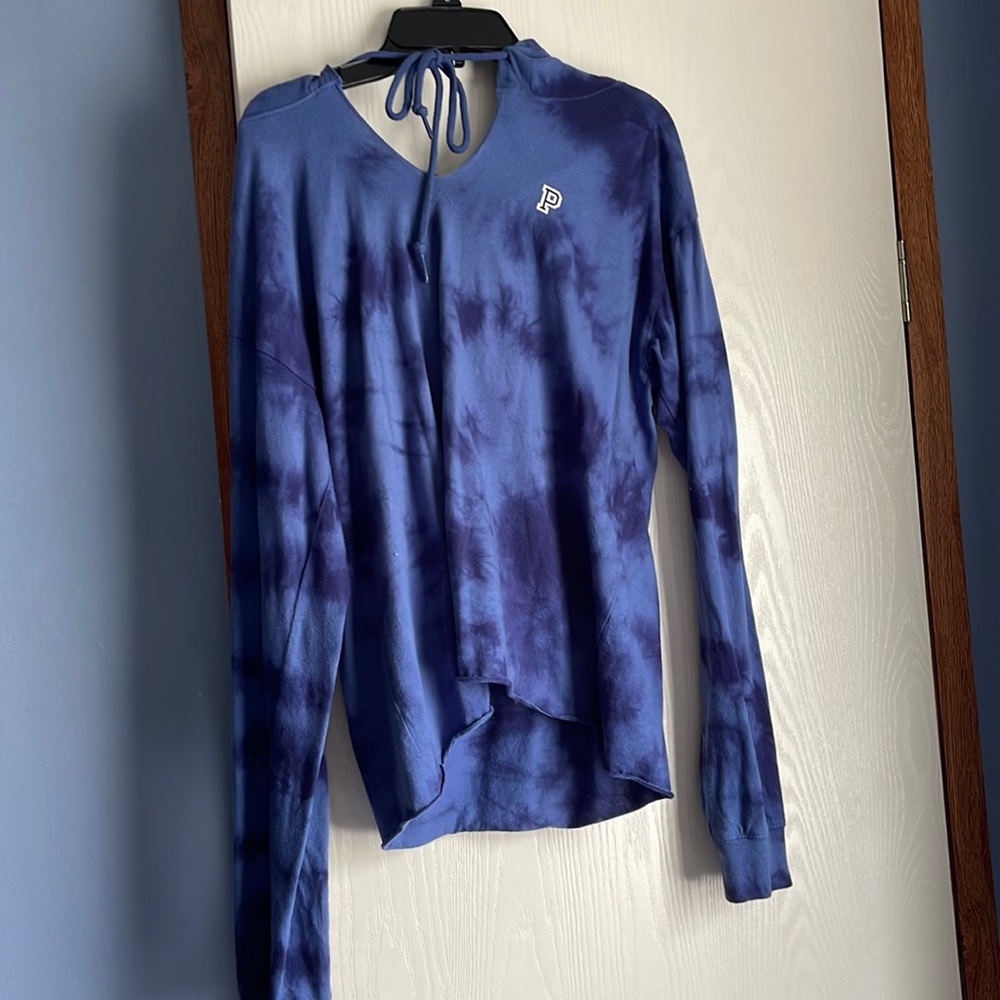 Pink hooded shirt. Blue only worn a couple of times. Basically like new